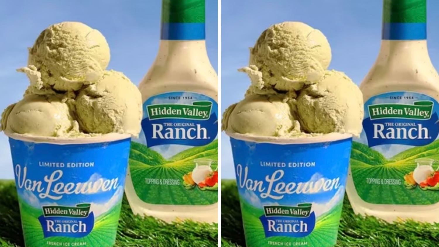 Ranch ice cream scoops on carton