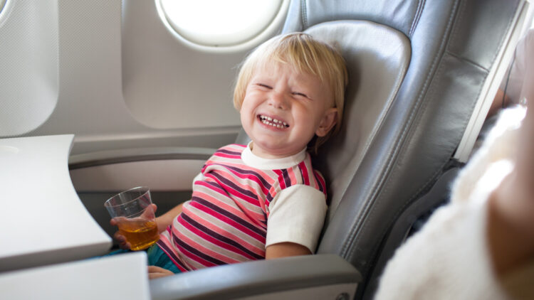 Crying child on airplane