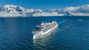 The Viking Octantis cruise ship in Antarctica