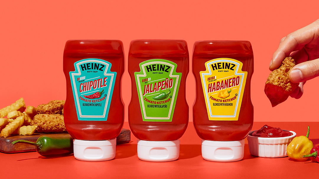 New spicy ketchup bottles from Heinz