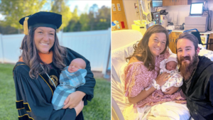 Portraits of new mom and new grad Abby Bailiff