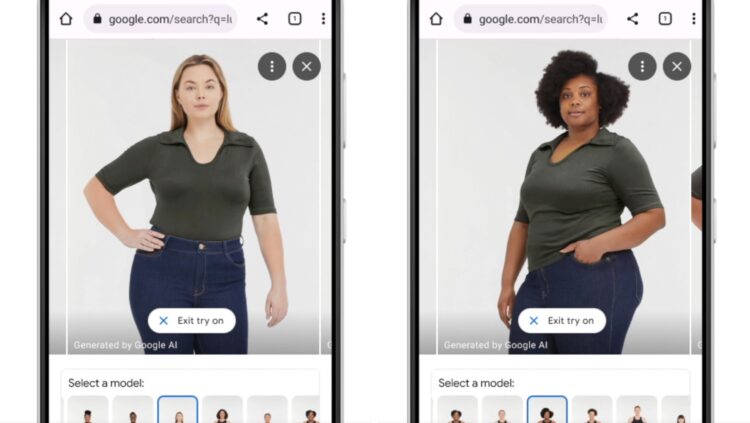 Two models shown in Google Shopping's try-on feature