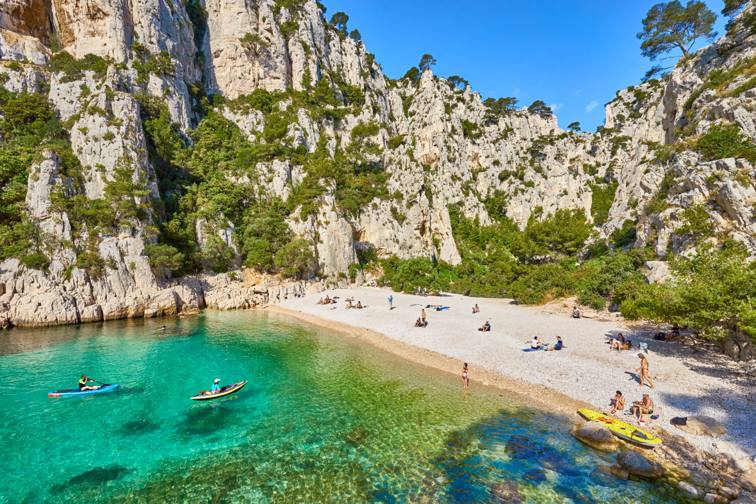 Beach and blue waters at Calanque d'en Vau in France