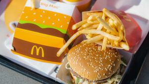 Tray with McDonald's burger and fries