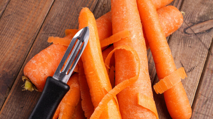 Carrots peeled with peeler