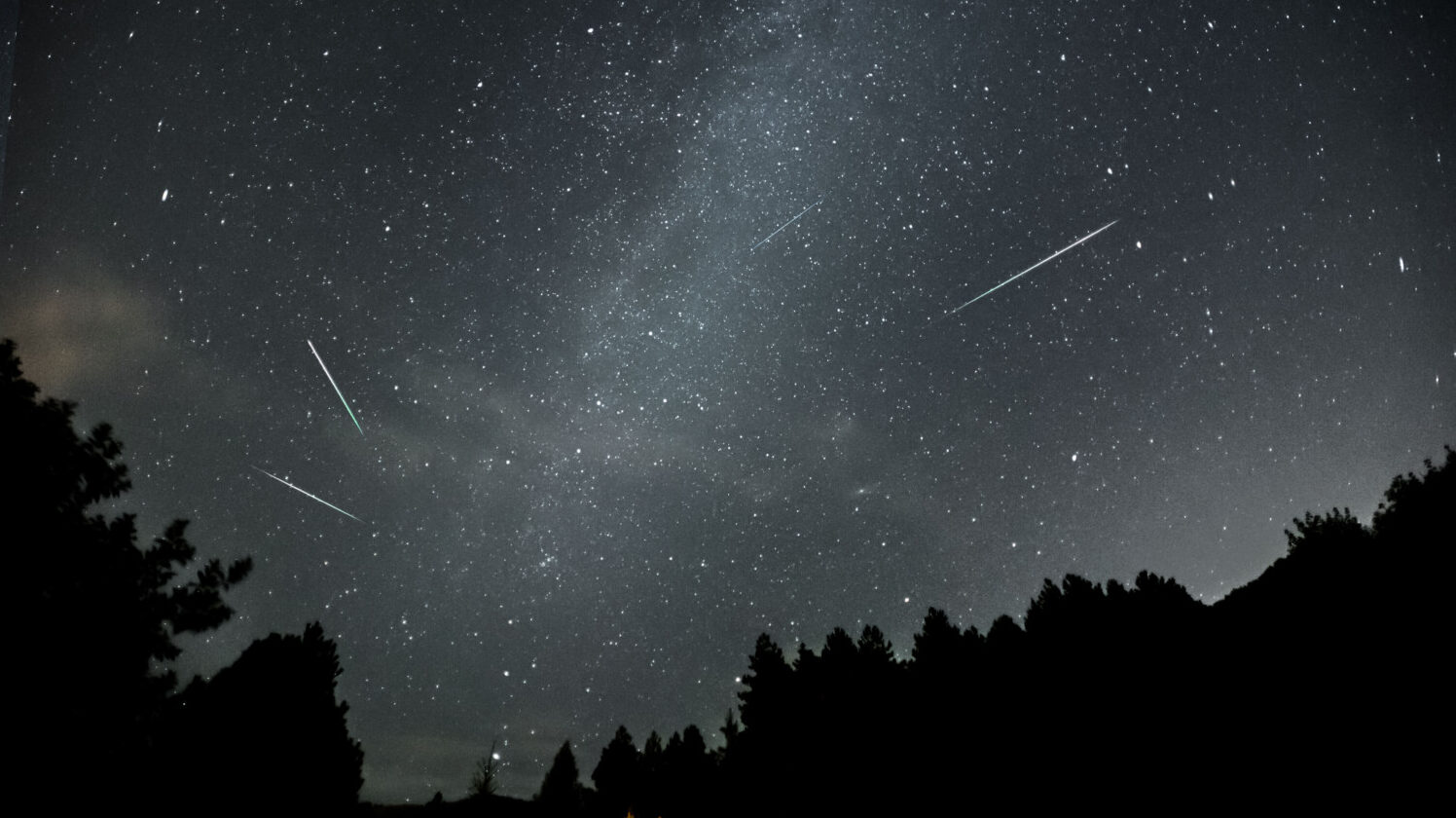 Perseid meteor shower in night sky