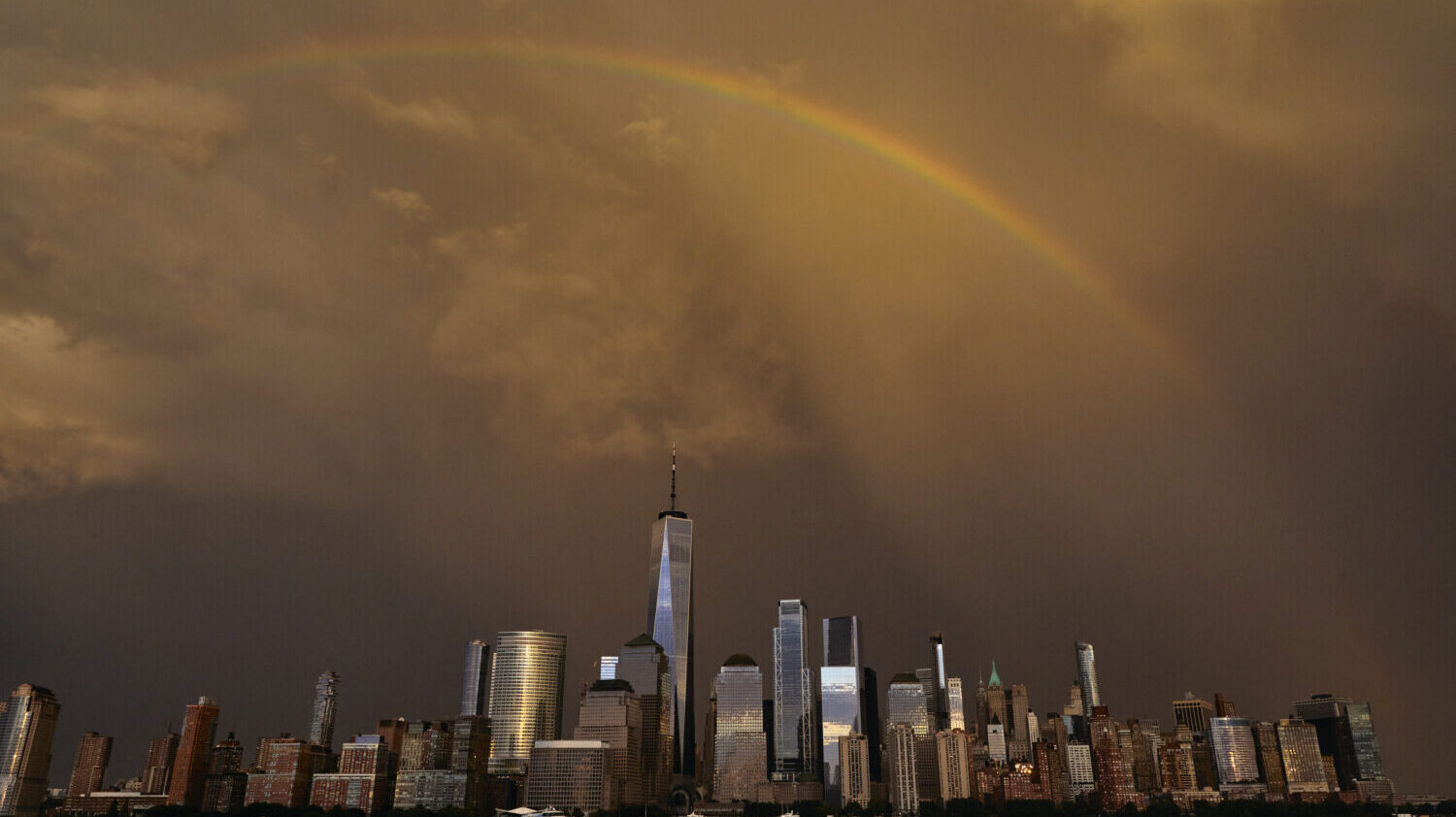 Double rainbow in sky over New York on Sept. 11, 2023