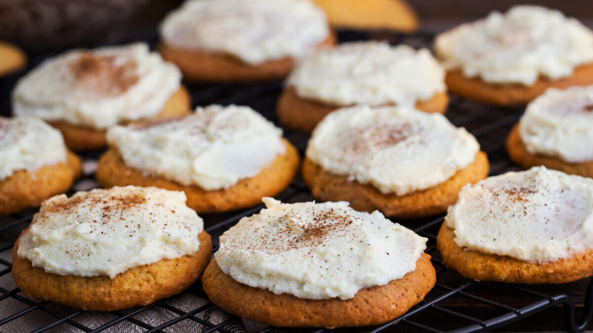 Pumpkin cream cheese thumbprint cookies