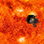 Parker Solar Probe shown in front of sun