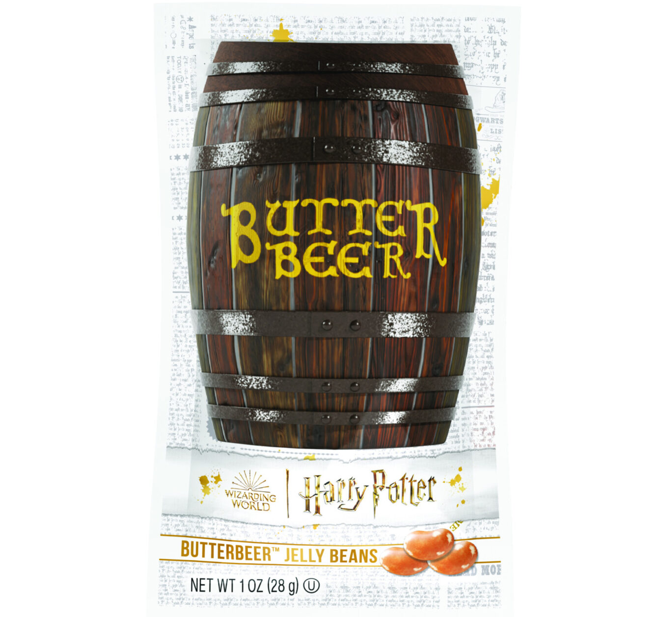 Barrel-shaped Butterbeer jelly beans container
