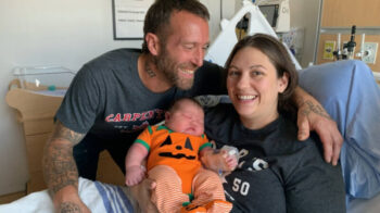 Dad Chance and mom Britteney Ayres hold 14-pound baby Sonny