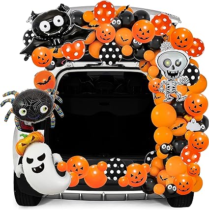 Cute orange and black trunk or treat decorations 