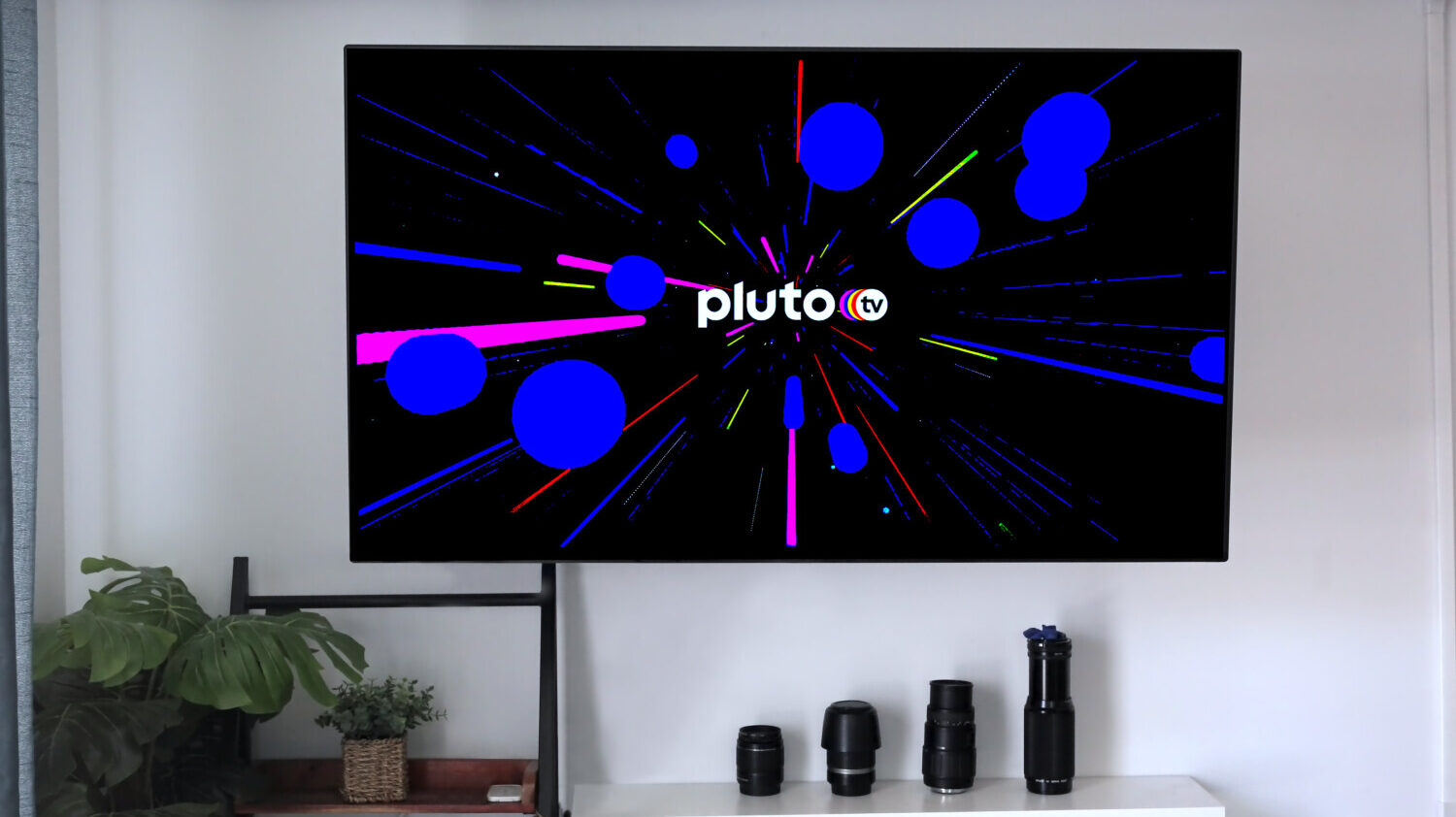 Pluto TV home screen appears on television