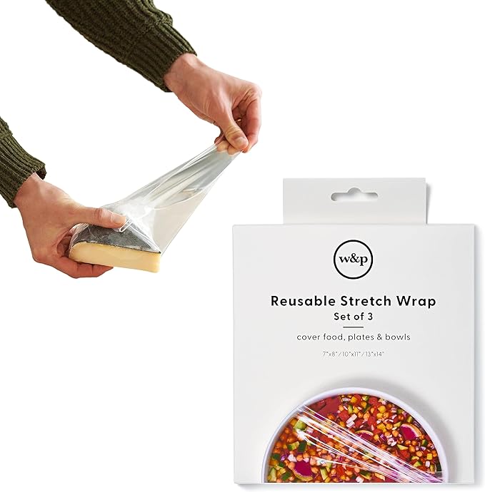 W&P Reusable Silicone Stretch Wrap, 1 Box with 3 Wraps