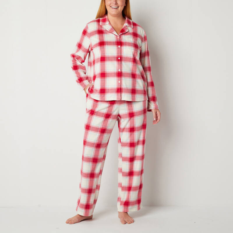 Adonna Womens Plus Long Sleeve 2-piece Pant Pajama Set