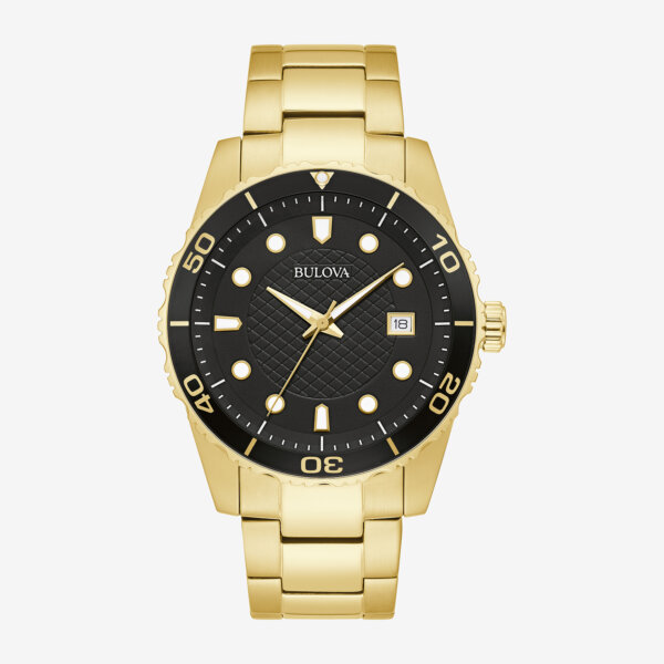 Bulova Mens Gold Tone Stainless Steel Bracelet Watch