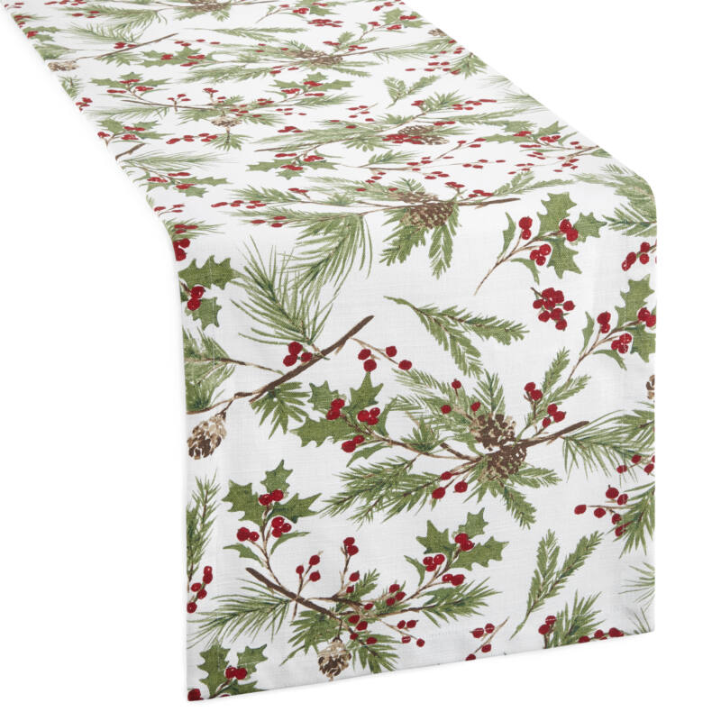 North Pole Trading Co. Holiday Holly Berry Table Runner
