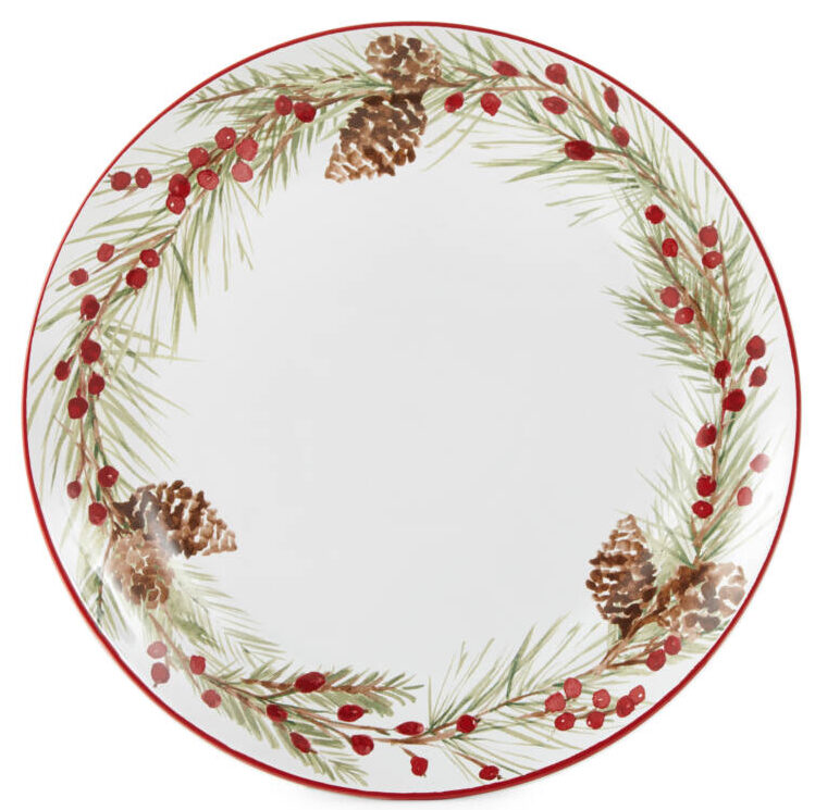 North Pole Trading Co. Holly Berry 4-pc. Dinner Plate