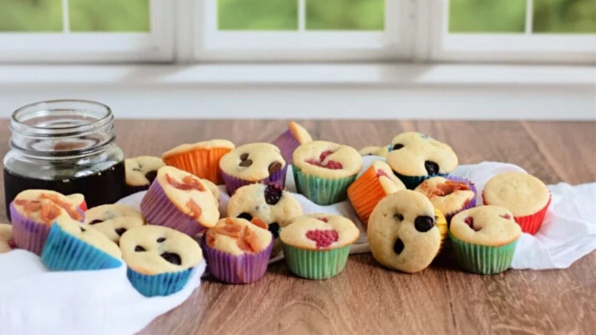 Mini pancake muffins on table