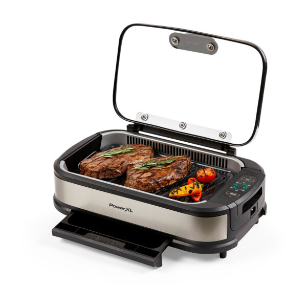 PowerXL Smokeless Indoor Grill with Hinged Glass Lid