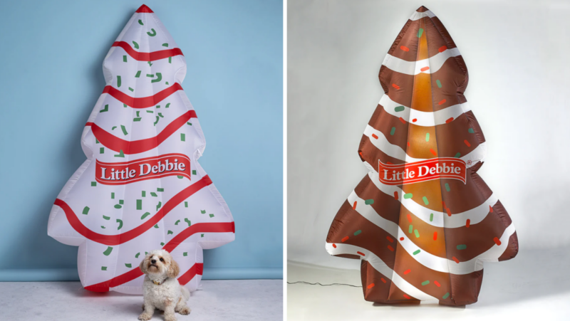 Little Debbie Christmas Tree Cake Inflatable, in vanilla and chocolate