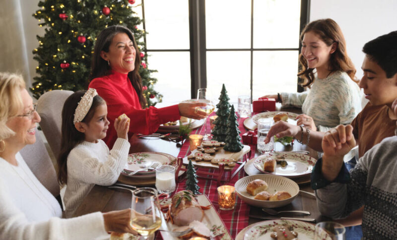 family eating Christmas dinner