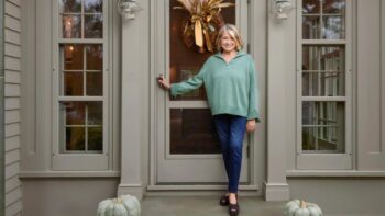 Martha Stewart outside her home