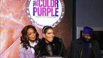 image of the color purple cast at Empire State Building event