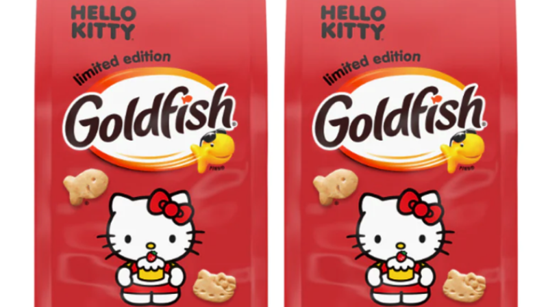 Two bags of the new Hello Kitty Goldfish crackers.