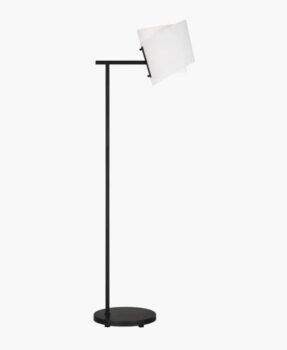 floor lamp with black stand and white shade