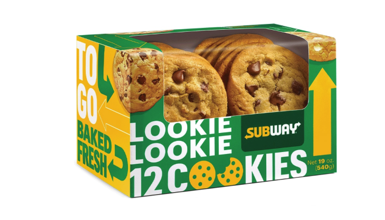 12 chocolate chip cookies from Subway