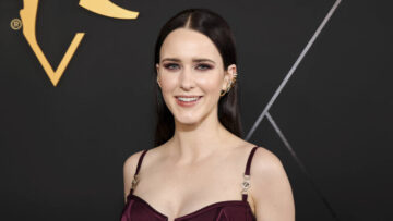 Rachel Brosnahan walks the red carpet at the 75th Emmy Awards