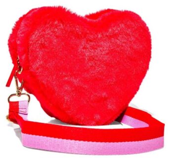 A furry red heart bag from Bath & Body Works