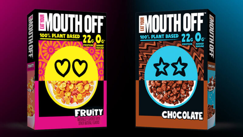 Two boxes of Kellogg's new Eat Your Mouth Off cereal.