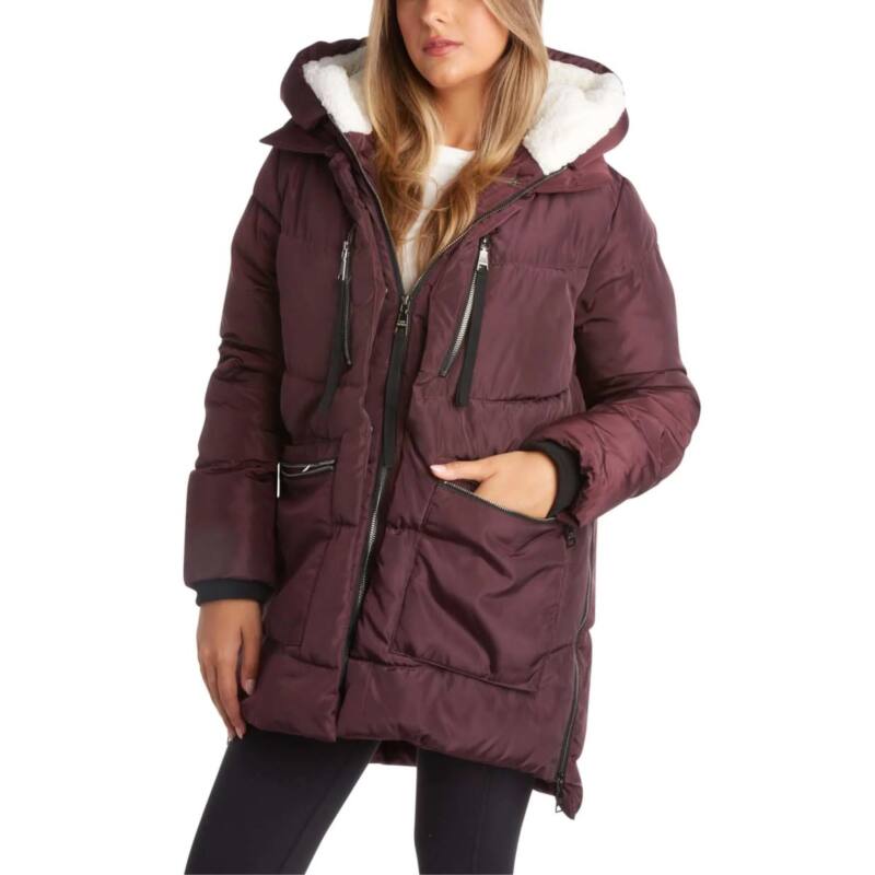 Steve Madden Insulated Weather Resistant Quilted Mid-Length Puffer Jacket