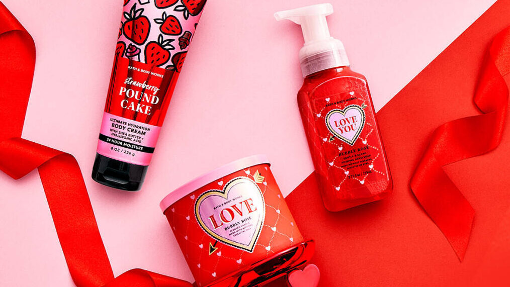 Three Bath & Body Works products from their new Valentine's Day collection