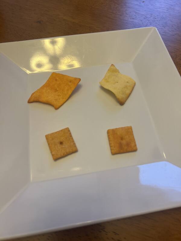 Original Cheez-It crackers compared to new Cheez-It Extra Crunchy crackers