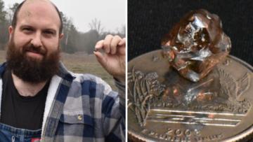 Julien Navas and the diamond he found at Crater of Diamonds State Park