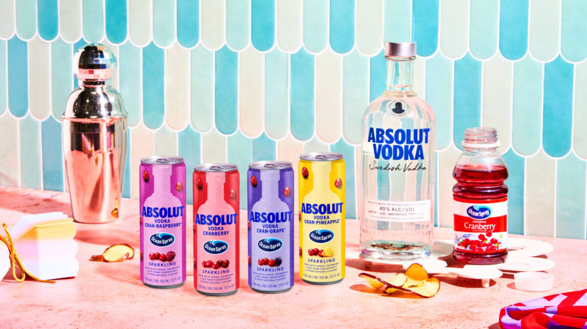 Absolut's new Ocean Spray cranberry vodka cans.