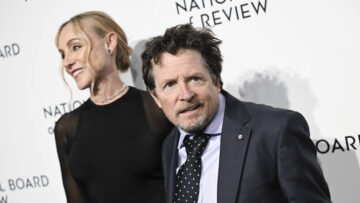 Michael J. Fox, right, and wife Tracy Pollan