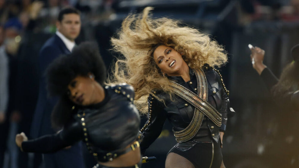Beyonce performs during halftime of the NFL Super Bowl 50 football game in Santa Clara, Calif., Sunday, Feb. 7, 2016.