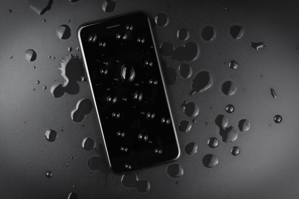 Water drops on iPhone