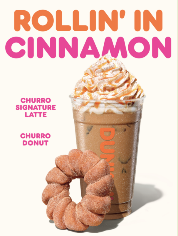 Dunkin's new Churro Signature Latte and Churro Donut