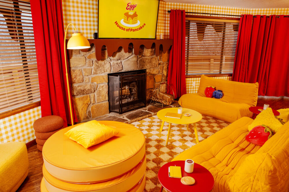 The first-ever Eggo House of Pancakes living room.