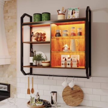 shelf organizer mounted in kitchen