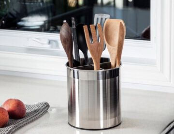 utensil holder on kitchen counter