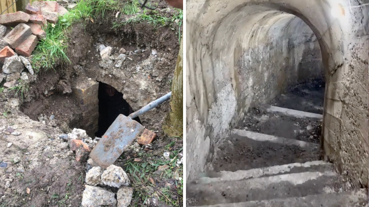 Family uncovers hidden WWII bomb shelter under paving stone in their garden