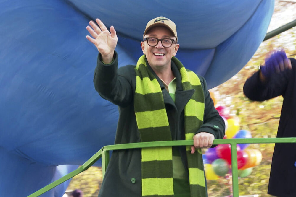 Blue's Clues host Steve Burns rides float in the Macy's Thanksgiving Parade