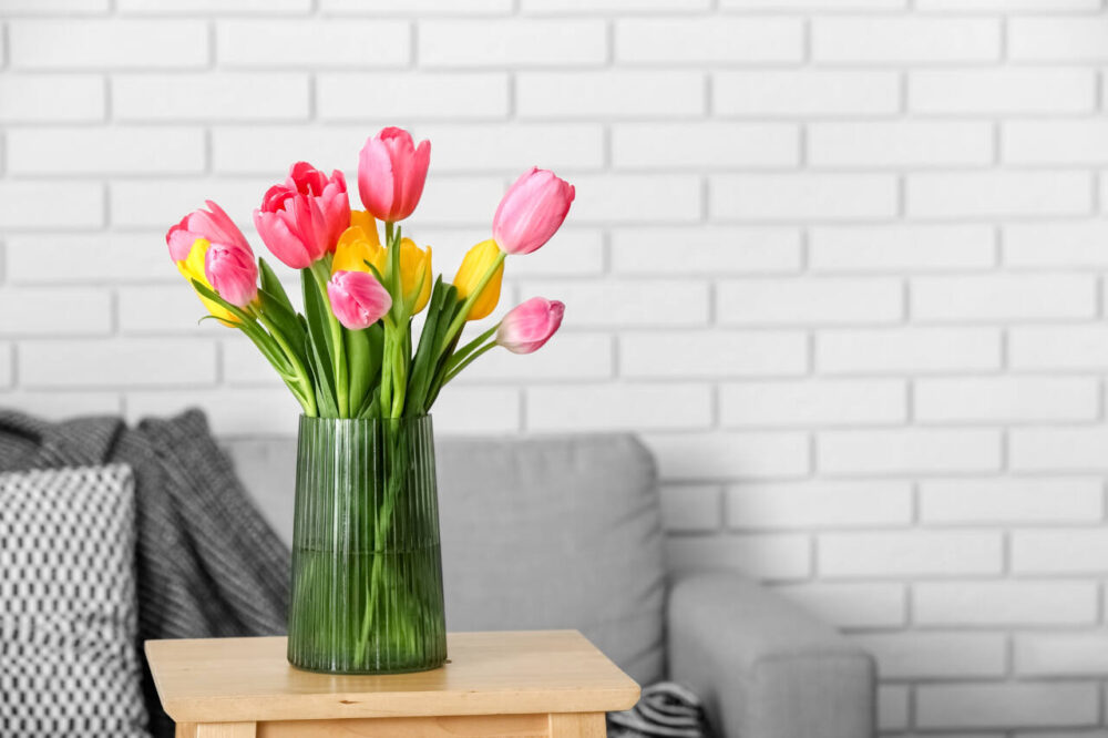 Colorful tulips in a vase