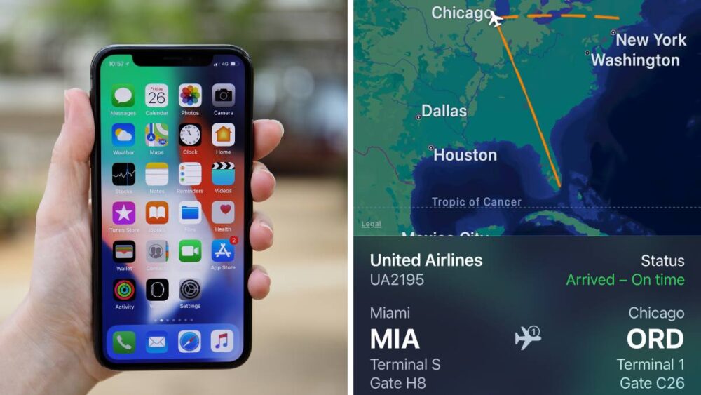 iPhone and flight info screenshot